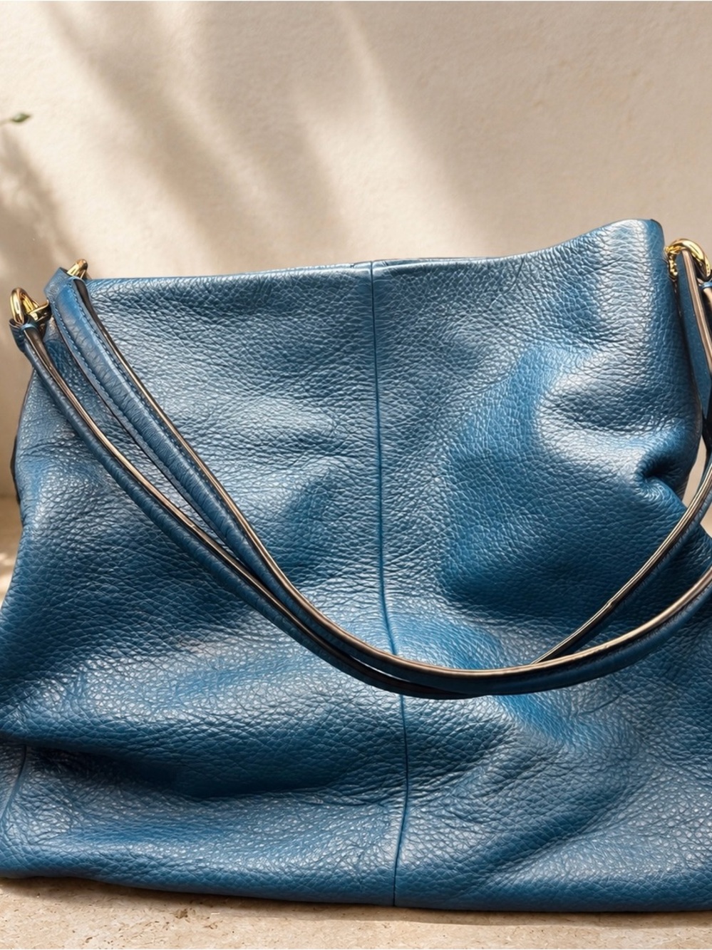Coach Madison Phoebe F26224 Blue Pebbled Leather Shoulder Hobo Bag